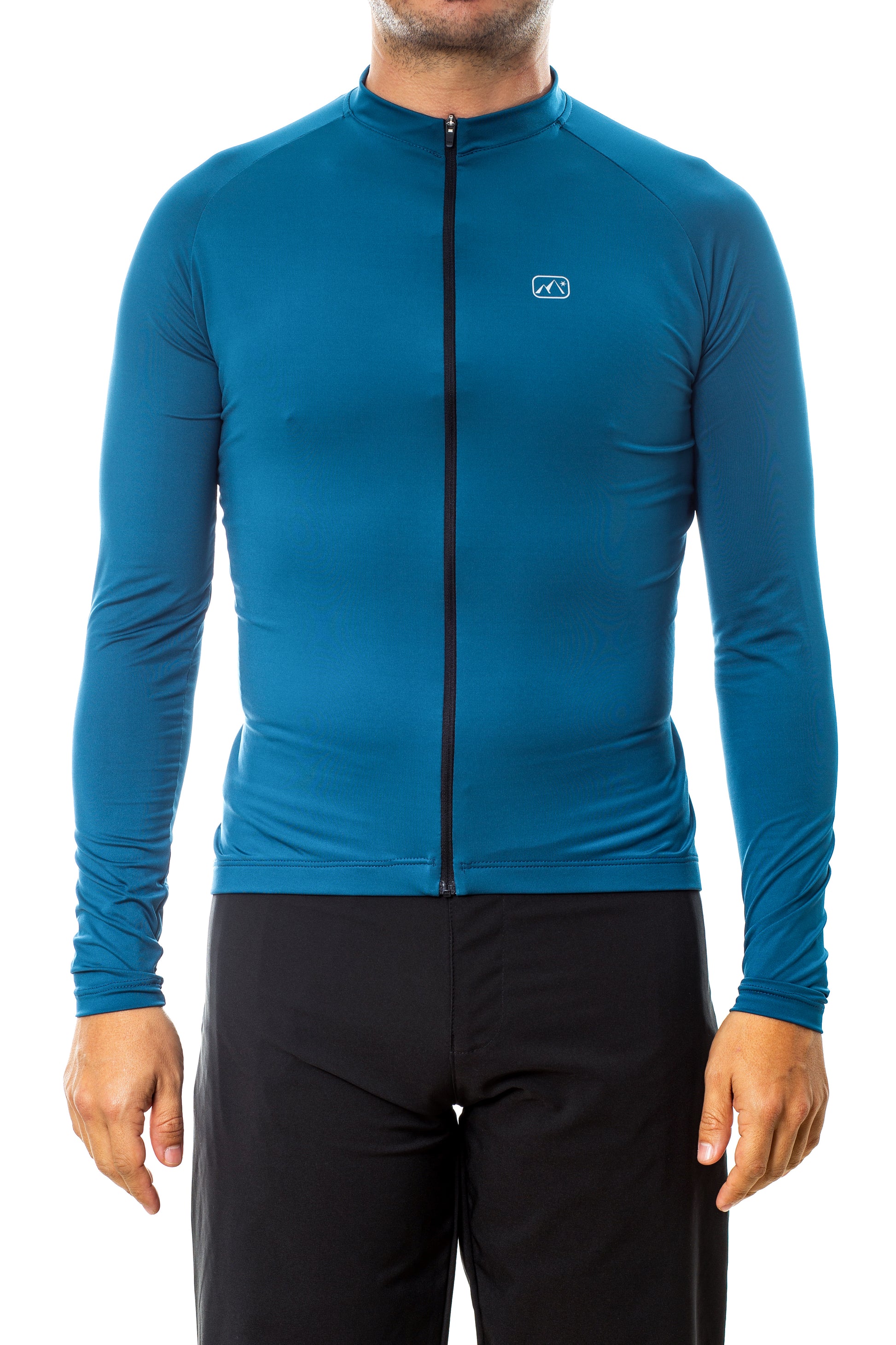 Long Sleeve Cycling Jersey#color_cerulean